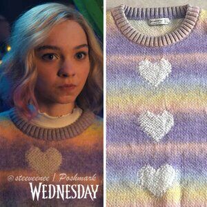 Stradivarius Heart Detail Pattern Rainbow Sweater ASO Enid Sinclair